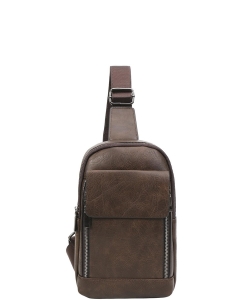 Plain Zipper Crossbody Bag C5-1069 COFFEE